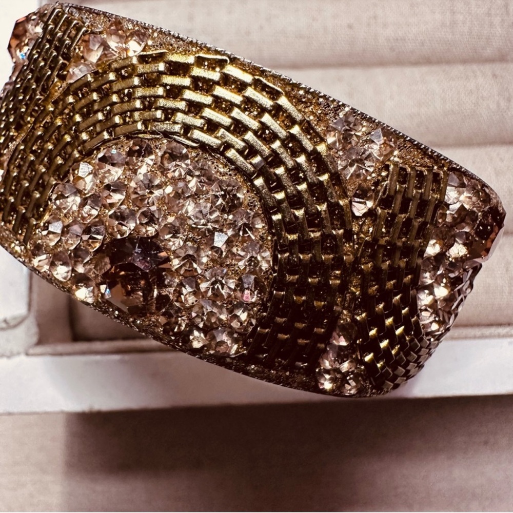 Chamak By Priya | Bracelet | Wide Crystal Bracelet in Gold - Picture 2 of 16